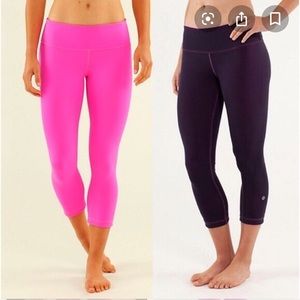Lululemon black / pink reversible cropped leggings